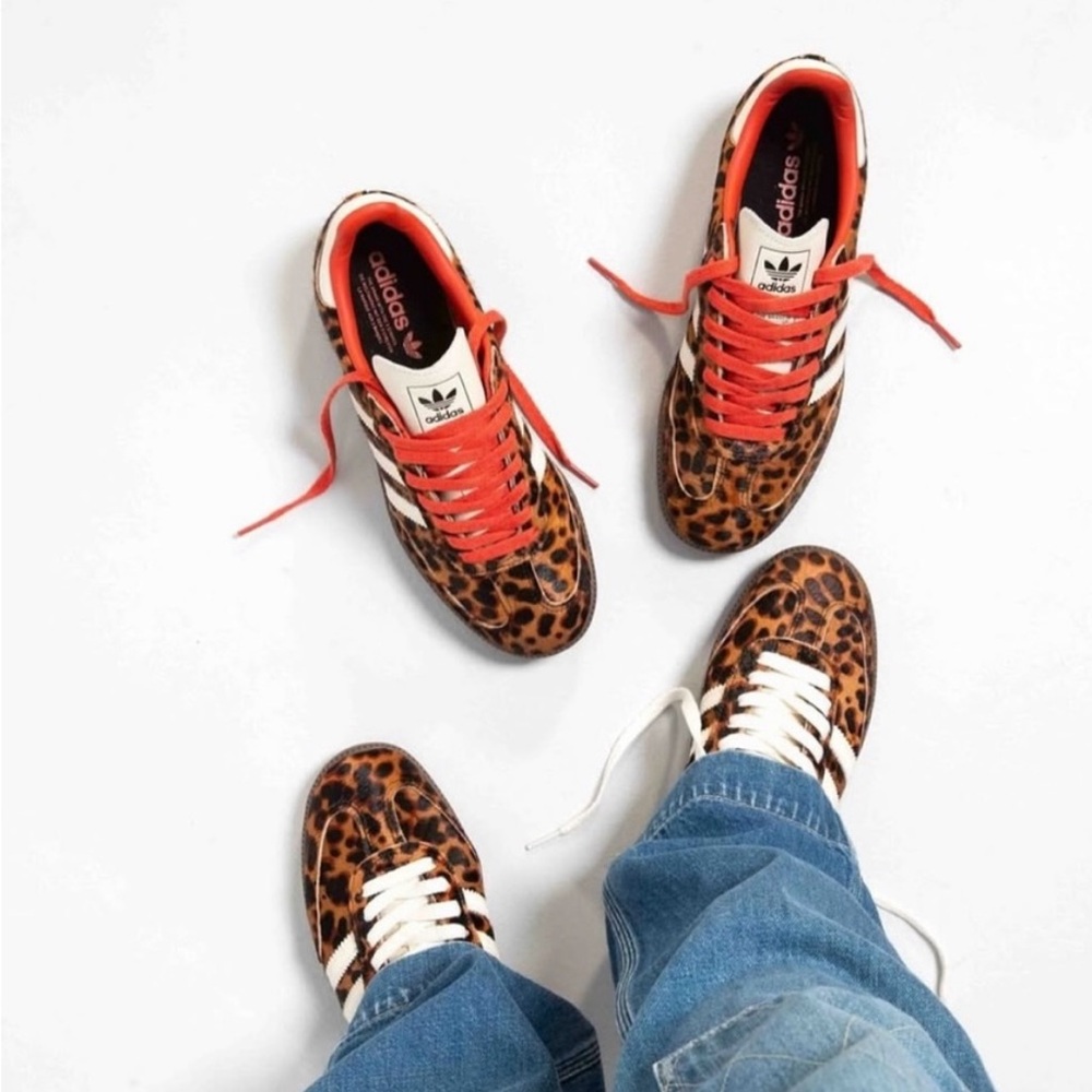 adidas Leopard Print Samba Sneakers with Red Laces - Picture 2 of 7